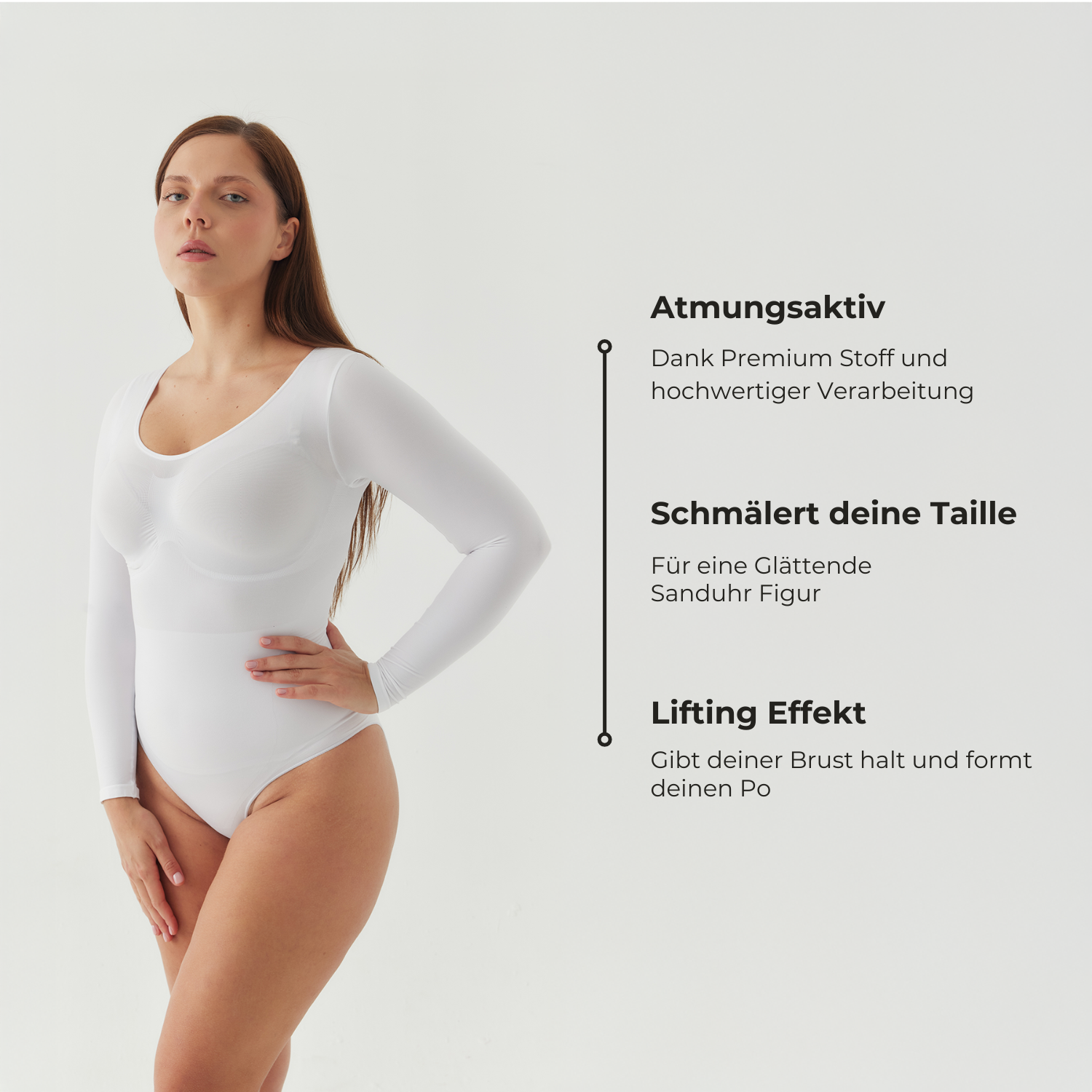 Bodysuit Sculpting Shapewear Longsleeve mit String