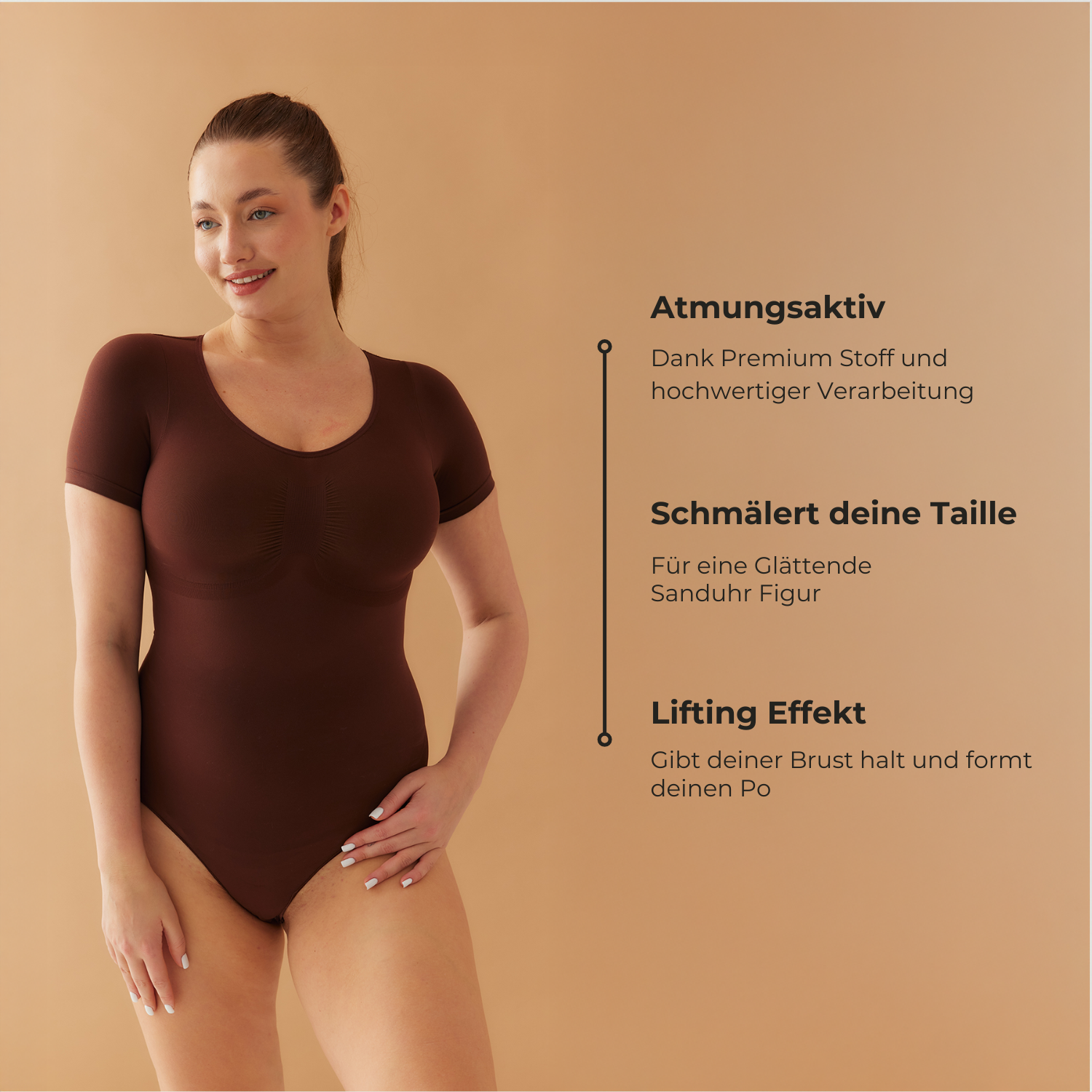 Bodysuit Sculpting Shapewear T-Shirt mit String