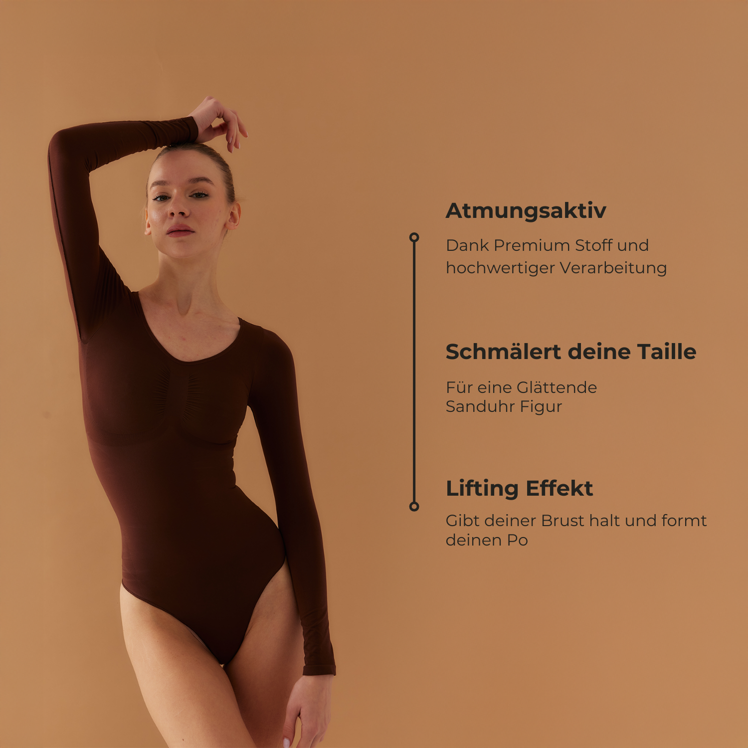 Body sculptant à manches longues