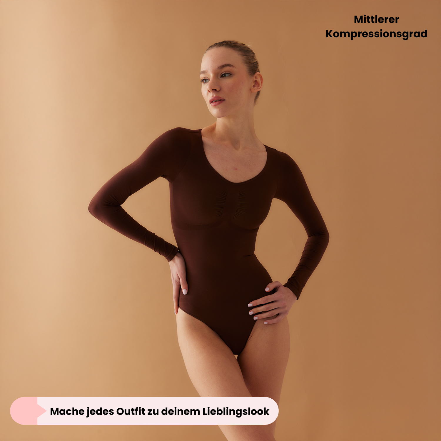 Bodysuit Sculpting Shapewear Longsleeve mit String