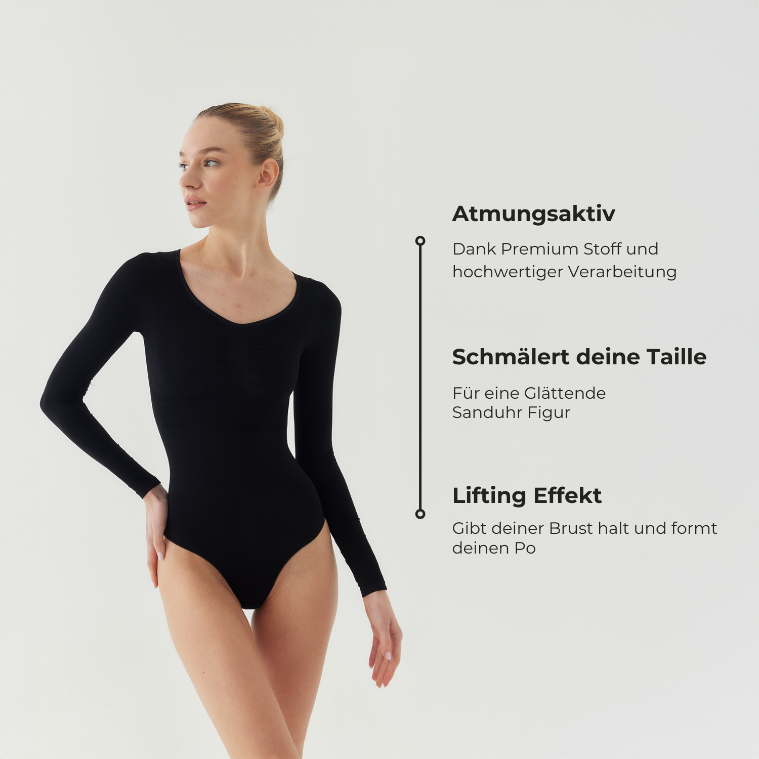 Bodysuit Sculpting Shapewear Longsleeve mit String